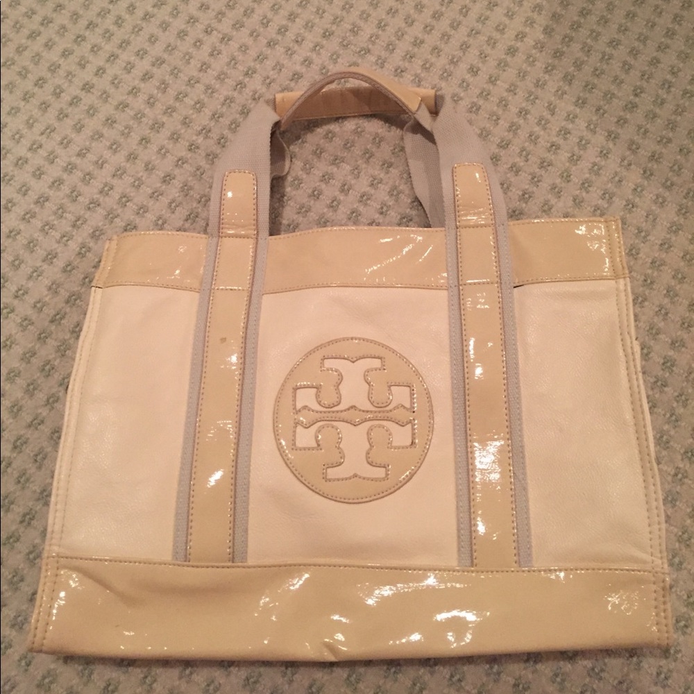 Tory Burch nude leather tote